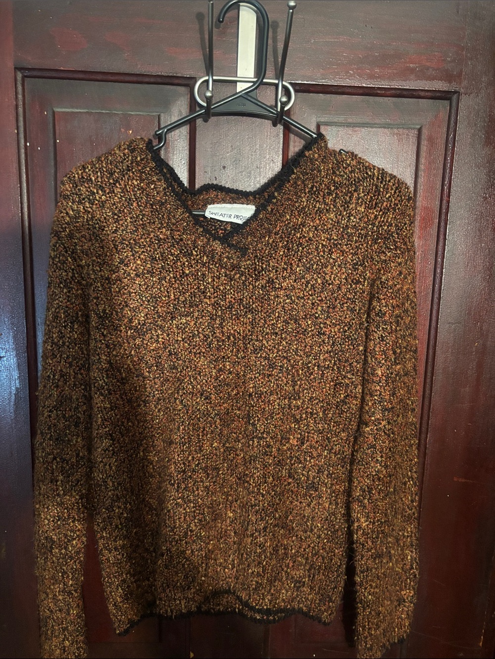 Sweater Project Brown Vintage Multi V-Neck Knit Pullover